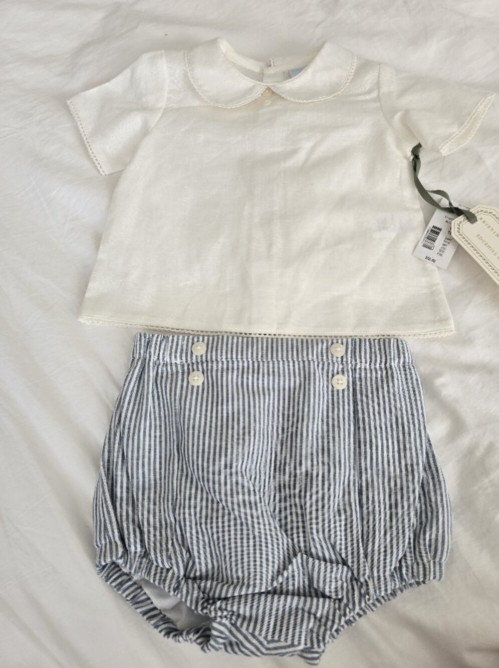 NEW Classic Edgehill Collection Cream Peter Pan Top with Blue Stripe Bloomers